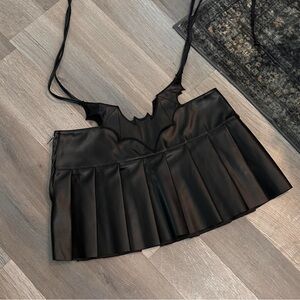 Black Bat Wing Pleated Skirt